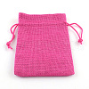 Polyester Imitation Burlap Packing Pouches Drawstring Bags X-ABAG-R005-18x13-08-1