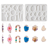 2Pcs 2 Style DIY Geometrical/Irregular Shape Pendants Silicone Molds DIY-TA0004-58-11