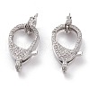 Brass Micro Pave Clear Cubic Zirconia Lobster Claw Clasp KK-C100-43G-P-1
