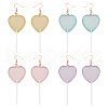 FIBLOOM 4 Pairs 4 Colors Acrylic Heart Lollipop Dangle Earrings EJEW-FI0001-14-1