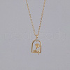 925 Sterling Silver Clear Cubic Zirconia Arch with Rose Flower Pendant Necklaces FS-WG4E11B-01-4