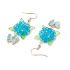 304 Stainless Steel Flower with Butterfly Dangle Earrings EJEW-MZ00455-03-4