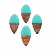 Transparent Resin & Walnut Wood Pendants RESI-N025-031-C04-2