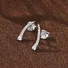 925 Sterling Silver Clear Cubic Zirconia Stud Earrings EJEW-Q032-01E-P-3
