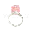4Pcs 4 Colors Wire Wrapped Nuggest Electroplated Natural Quartz Beads Adjustable Rings RJEW-TA00142-5