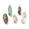 Electroplated Natural Quartz Crystal Pendants PALLOY-JF02087-02-1