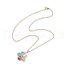 Glass & Glass Seed Beads Flower Pendant Necklaces NJEW-MZ00104-02-4