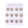 304 Stainless Steel Stud Earrings EJEW-L241-01MC-3