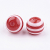 Round Striped Resin Beads X-RESI-R158-8mm-03-2