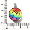 Flat Round 201 Stainless Steel Acrylic Pendants STAS-U036-01P-06-3