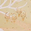 Star Brass Dangle Huggie Hoop Earrings EJEW-SW00001-06-3