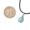 4Pcs 4 Styles Natural Labradorite & Amazonite & Rose Quartz & Amethyst Teardrop Pendant Necklaces NJEW-JN05229-3