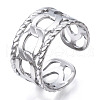 Non-Tarnish 304 Stainless Steel Curb Chains Shape Open Cuff Ring RJEW-N040-04-1