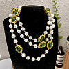 Alloy & Imitation Pearl & Oval Lampwork Beaded Long Necklaces for Women FS-WG23C77-01-4