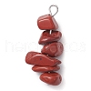 Gradient Color Natural Rhodonite & Natural Red Jasper & Natural Strawberry Quartz Chip Beaded Pendants PALLOY-JF02791-06-3