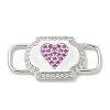 Rack Plating Brass Micro Pave Clear & Orchid Cubic Zirconia Heart Mask Connector Charms KK-L224-065P-1