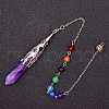 Natural Amethyst & Mixed Gemstone Bullet Pointed Dowsing Pendulums CHAK-PW0001-051L-1