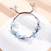 Adjustable Natural Aquamarine Braided Bead Bracelets for Women BJEW-U035-02M-1