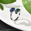 Natural Malachite & Lapis Lazuli Finger Rings RJEW-A068-02P-01-3