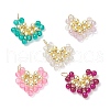Glass Beaded Heart Pendants PALLOY-JF02092-1