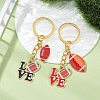 Rugby & Word Love Alloy Enamel Keychains KEYC-JKC01060-2