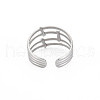 304 Stainless Steel 4 Line Open Cuff Ring for Women RJEW-S405-158P-2