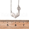 925 Sterling Silver Pave Clear Cubic Zirconia Heart Pendant Necklaces for Women NJEW-D315-04P-5