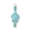 Dyed Synthetic Turquoise Turtle Rondelle Beaded Pendants PALLOY-JF04011-02-3