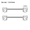 304 Stainless Steel Clear Cubic Zirconia Nipple Rings WG434B5-02-1