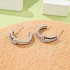 C-Shaped Brass Micro Pave Cubic Zirconia Stud Earrings for Women EJEW-G428-21P-01-2