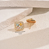 Elegant Brass Pave Cubic Zirconia Square Stud Earrings TT3132-3