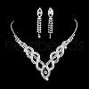 Twist Horse Eye Brass Crystal Rhinestone Chain Necklaces & Tassel Stud Earrings  FS-WGBEA29-02-2