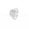 Non-Tarnish 304 Stainless Steel Flat Round with Initial Letter Open Cuff Ring for Men Women RJEW-S405-246P-Z-3