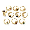 316 Stainless Steel with Natural Mixed Gemstone Cuff Rings RJEW-Z098-01G-06-4