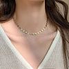 Flower 304 Stainless Steel Link Chain Necklaces for Women NJEW-M107-01G-1