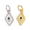 Rack Plating Brass Micro Pave Black Cubic Zirconia Charms ZIRC-C042-13G-3