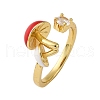 Brass Micro Pave Cubic Zirconia Open Cuff Rings for Women RJEW-U057-26G-01-4