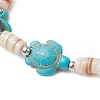 Sea Turtles & Starfish Dyed Synthetic Turquoise Beads Stretch Bracelets BJEW-JB11881-01-3