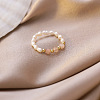 Mother's Day Jewellery Natural Freshwater Pearl with Glass Beaded Stretch Finger Rings WGD00E3-03-1