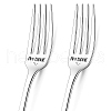 Word Pattern Stainless Steel Fork AJEW-WH0191-006-1