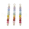 Natural Agate & Carnelian & Green Aventurinee & Aquamarine & Amethyst Faceted Round Beaded Chakra Pendants PALLOY-JF03450-1