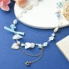 Alloy Heart Pendant Necklace with Bowknot NJEW-FZ00009-2
