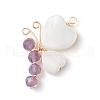 Natural Gemstone Beads with Natural Freshwater Shell Beads and Eco-Friendly Copper Wire Pendants PALLOY-TA00234-3