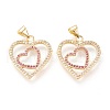Brass Micro Pave Clear Cubic Zirconia Pendants ZIRC-L096-26G-1