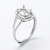 Anti-Tarnish Rhodium Plated 925 Sterling Silver Finger Ring Components STER-G027-13P-1