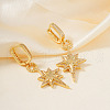 Brass Clear Cubic Zirconia Star Hoop Earrings XZ2296-1-1