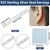 Beebeecraft 30Pcs 925 Sterling Silver Ear Stud Findings with 1Pc Double Sided Suede Fabric Silver Polishing Cloth FIND-BBC0015-87-2