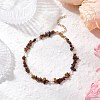 Natural Tiger Eye Chip & Glass Beaded Anklets AJEW-AN00682-06-1