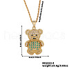Brass Micro Pave Cubic Zirconia Cute Mini Cartoon Bear Pendant Necklaces for Women OL3242-4-1