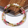 Bohemian Style Natural Rhodonite Cuboid & Pearl Beaded Necklaces ZZ6788-3